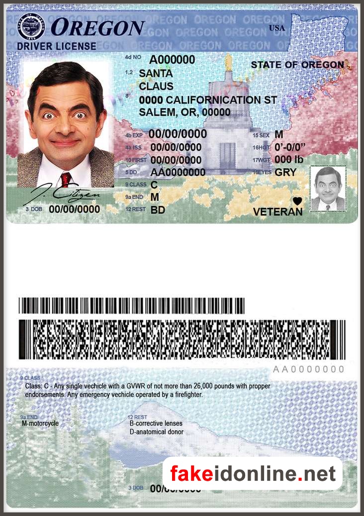 Oregon Driver License Template